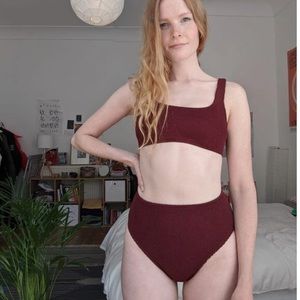 Youswim high-waisted aplomb two piece in garnet.